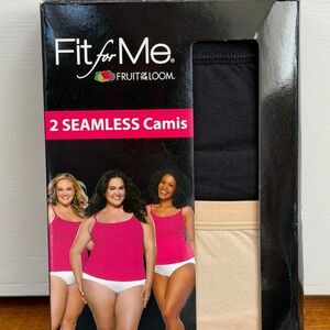 Fruit of the Loom Fit for Me 2 Pack Seamless Camis Black Beige Plus Size 3X New